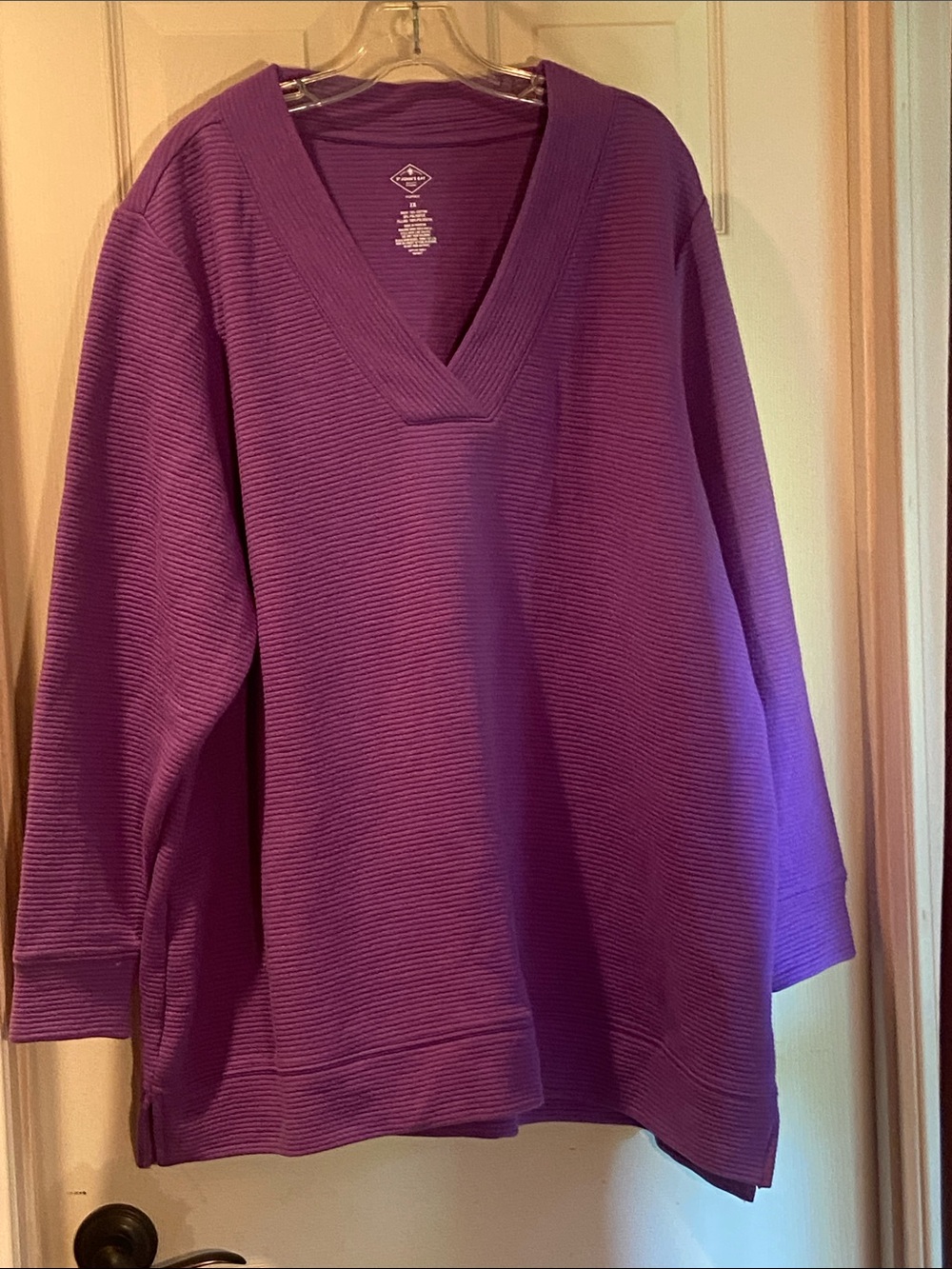 St. John's Bay Purple Ribbed V-Neck Sweater